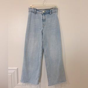 Zara high waisted straight jean, light wash.